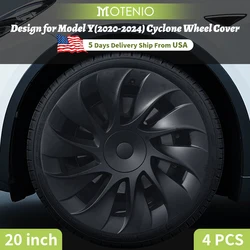 Hubcaps Design for Tesla Model Y 2020-2024 Cyclone Wheel Rim Cover 4PCS 20 inch Cover Hubcaps Automobile Replacement Accessorie