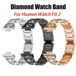 Diamond link Bracelets For Huawei Watch Fit 2 Smart Watch Accessories Metal Stainless Steel Strap For Huawei Watch Fit Wristband