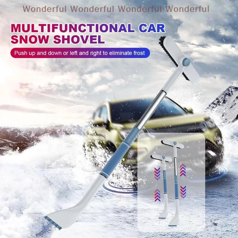 แปรงปัดหิมะกระจกรถยนต์ 2-in-1 พร้อมที่ขูด; ที่ขูดน้ำแข็งและหิมะแบบถอดได้และยืดหดได้; อุปกรณ์ป้องกันการแข็งตัวสำหรับรถยนต์