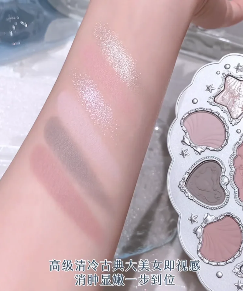 フラワーノウズシェルゼリーシリーズ 6色アイシャドウパレット マットファインシマーパールフェイスパレット グリッターアイシャドウ