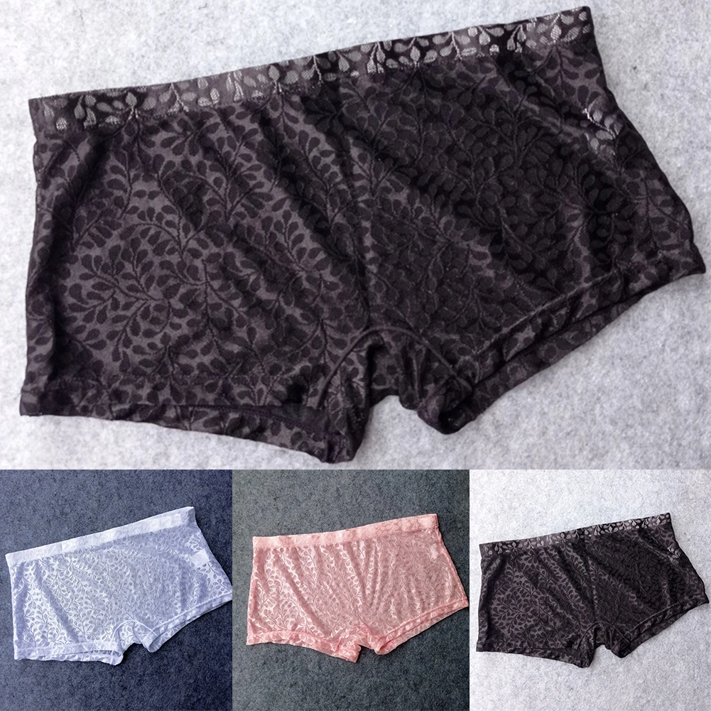 Sexy Men Transparent Underwear See Through Panties Male Sheer Boxer Briefs Ultra Thin Underpants Breathable Boxer Trunks