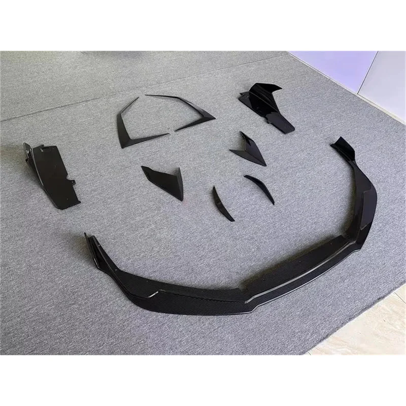 V Style Dry Carbon Fiber Lip Front Bumper Canard Wing Skirt Hood Side Window Trim for STO