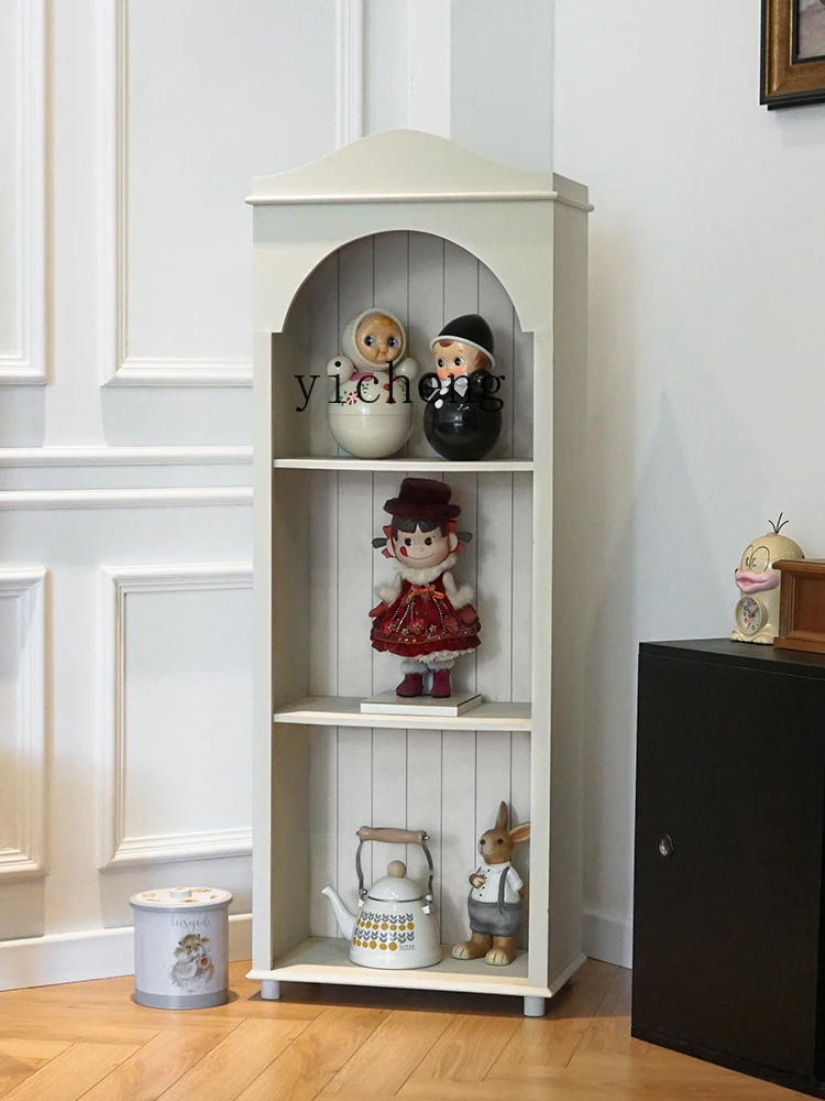 ZC Vintage Arch Bookcase Cream Style Doll Display Cabinet Living Room Study Storage Clothes Closet Bedroom Storage Side Cabinet