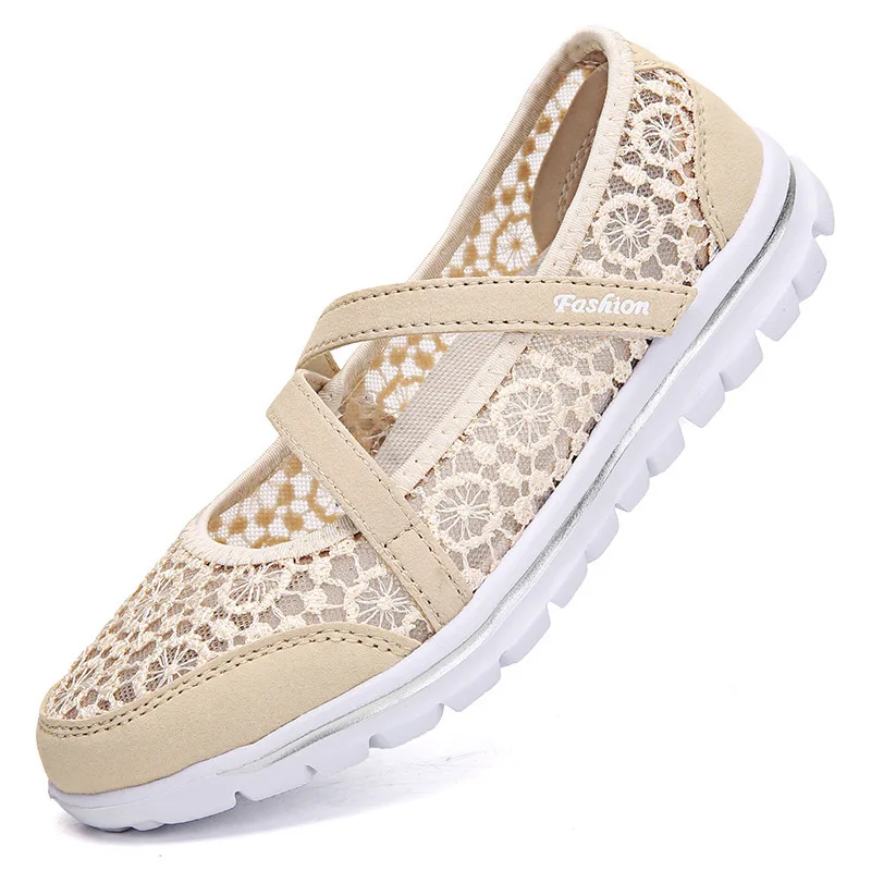 2023 New Summer Flat Shoes Women Ballet Flats Breathable Mesh Casual Shoes Female Mom Comfort Low-heel Footwear Ladies Moccasin