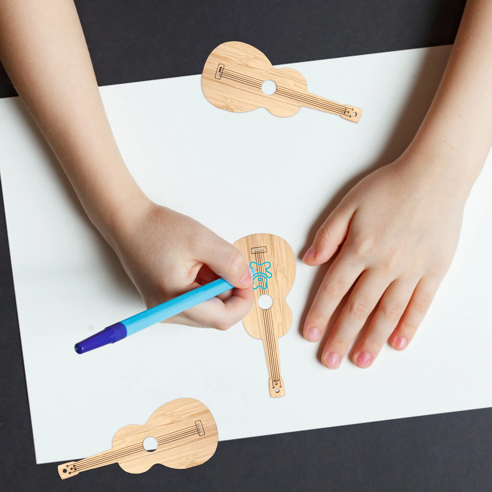 

6pcs Diy Blank Bamboo Bookmarks Graffiti Unfinished Double-Sided Cello Shaped Hanging Tags Pendant For Graduation Teacher'S Day