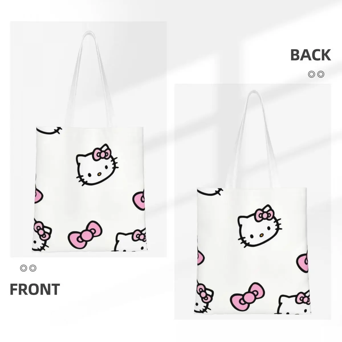 Sanrio Hello Kitty Pattern Canvas Tote Bag Aesthetic Unique Design Grocery Bag for Unisex