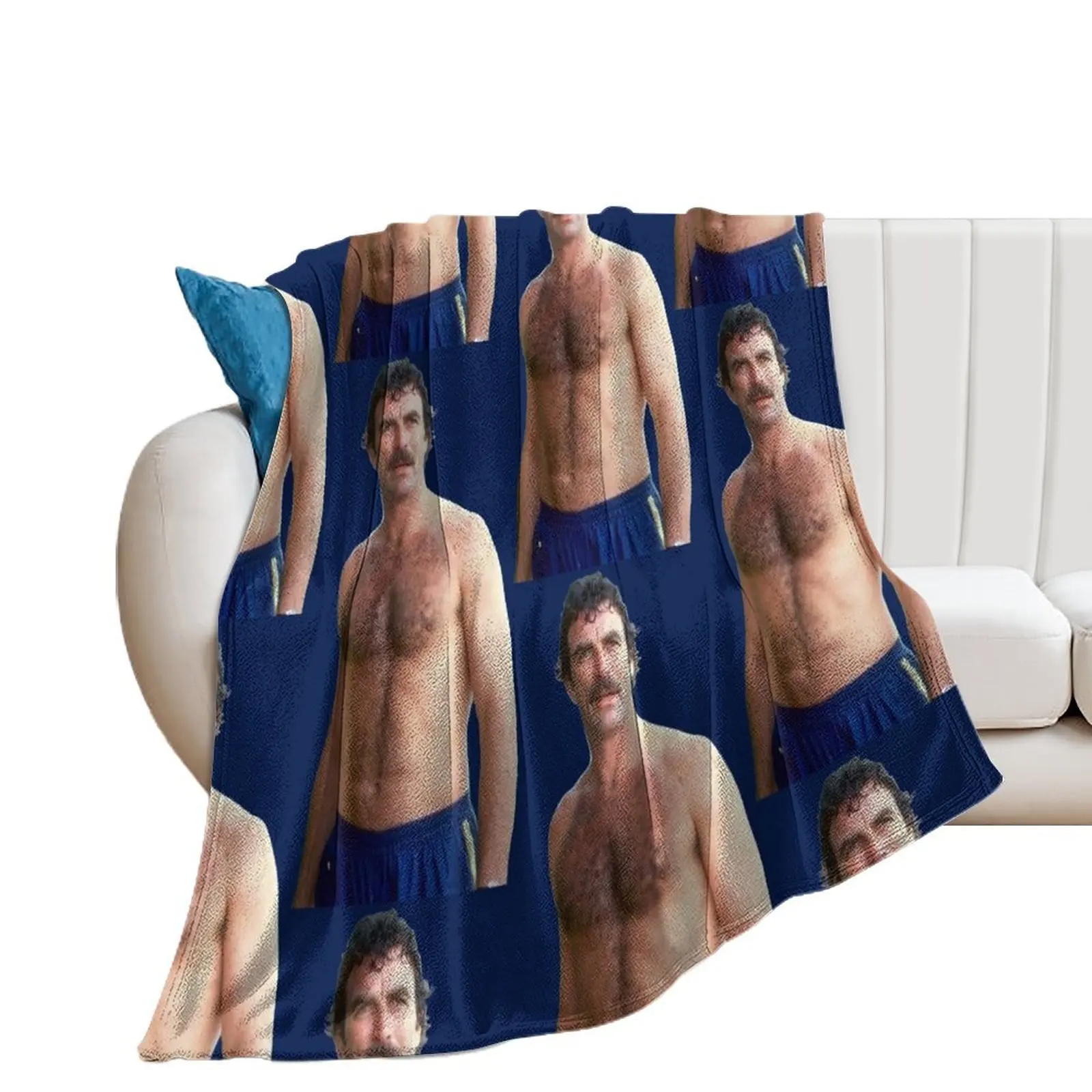 

Tom Selleck Throw Blanket Hair Personalized Gift Baby Travel Blankets