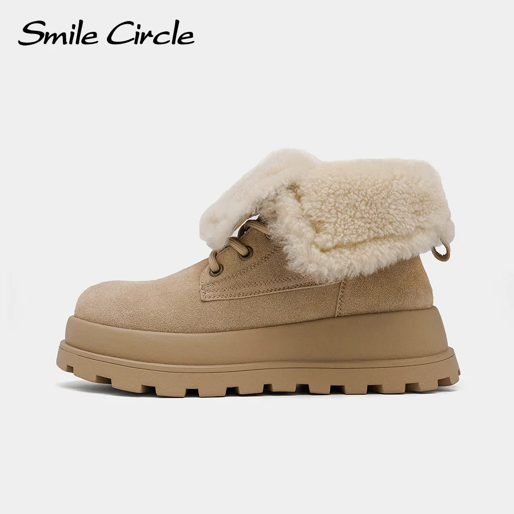 

Женские зимние ботинки Smile Circle, замшевые зимние ботинки, теплые повседневные ботинки на массивном каблуке