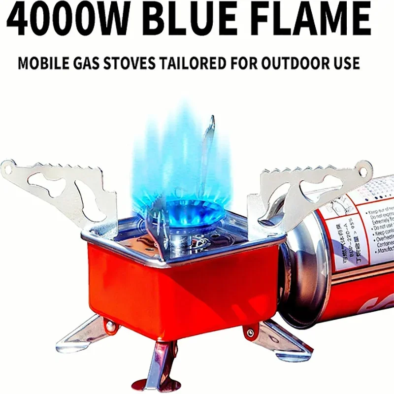 Outdoor Mini Stove, Square Gas Stove, Portable Folding Card Stove, Camping Stove for Outings,Travel Cookware Hiking Equipment