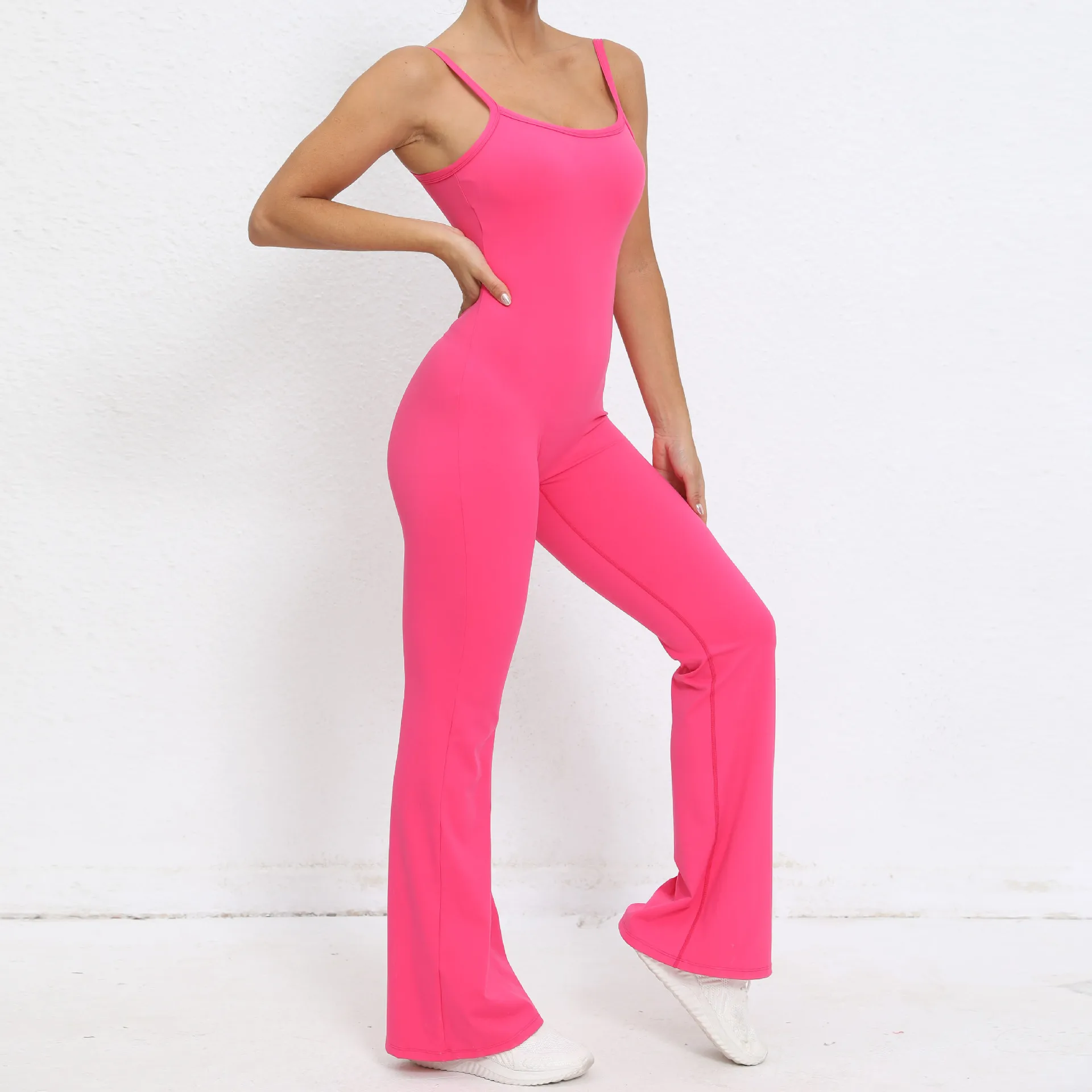 조절 가능한 어깨끈 스피커 일체형 요가복 누드 여성 타이트 원피스 속건 스포츠웨어