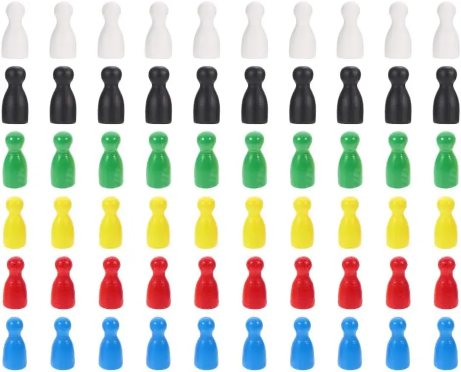 

60pcs Wooden Chess Pieces Set, Colorful Game Tokens for Kids' Board & Strategy Games