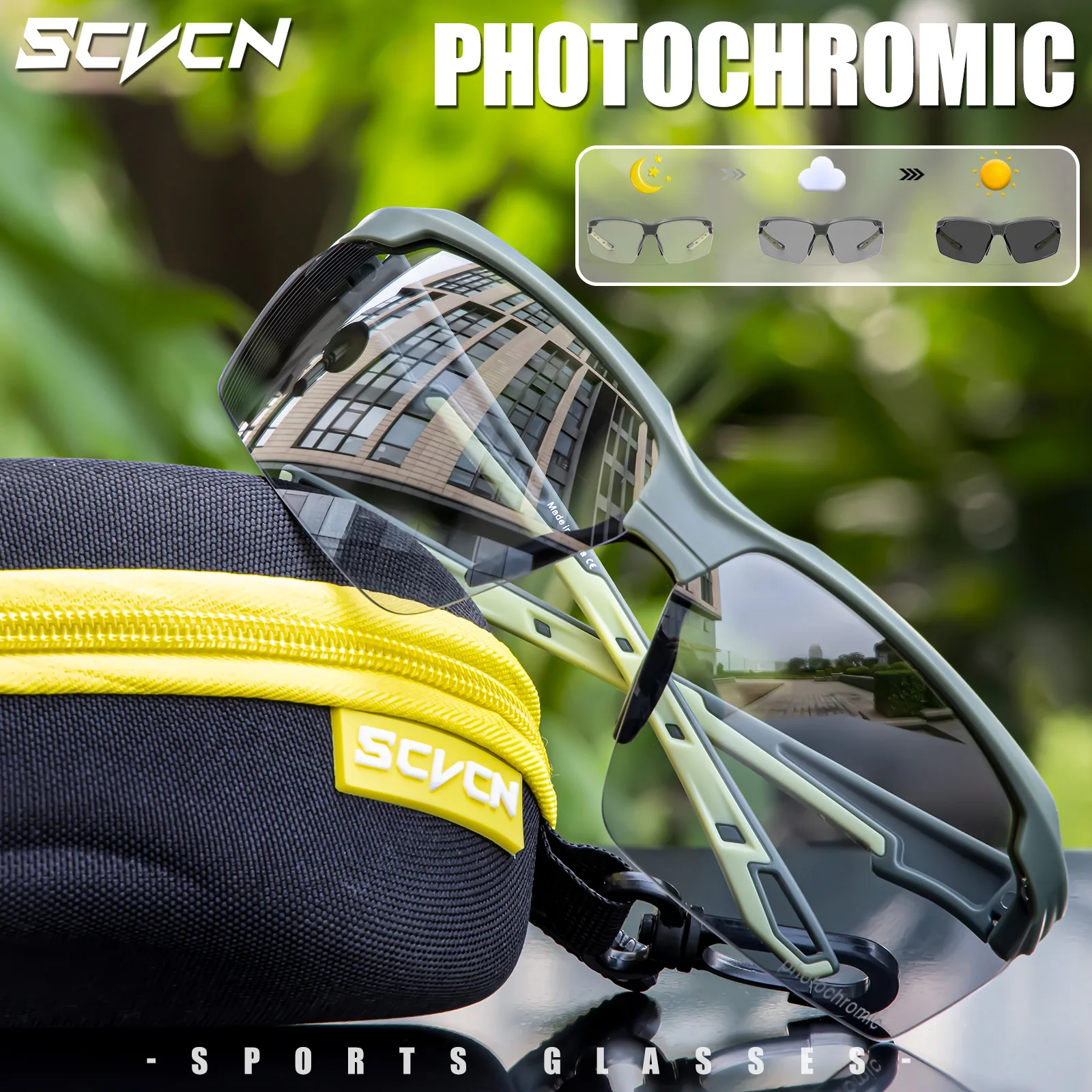 SCVCN Photochromic Cycling Glasses UV400 Outdoor Sports Running Glasses Men MTB Cycling Sunglasses Women Road Bike Glasses