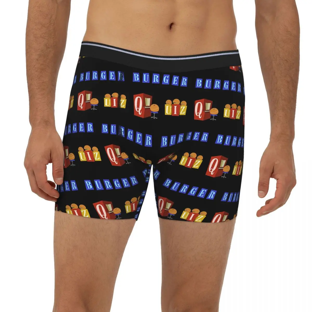

Burger Quiz New Logo Long Boxer Underpants Short Men Panties Ventilate Underwear for Homme Man Boyfriend Gift