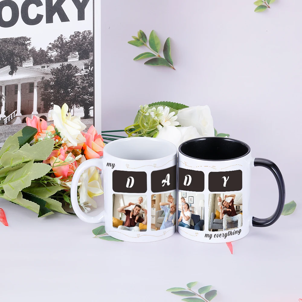 Personalized Dad Photo Mug Gifts For Papa Grandad Daddy Men Him On Birthday Xmas Father's Day Idea Gifts Custom Photo Mug Cup