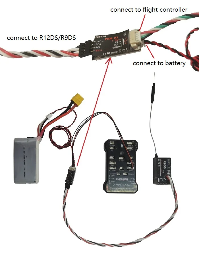 وحدة القياس عن بعد للمعلومات OSD الصغيرة في الوقت الحقيقي من Radiolink PRM-03 1S-12S لجهاز استقبال R12DS/R9DS AT10II/AT10/AT9S Pro/AT9S/AT9 #5