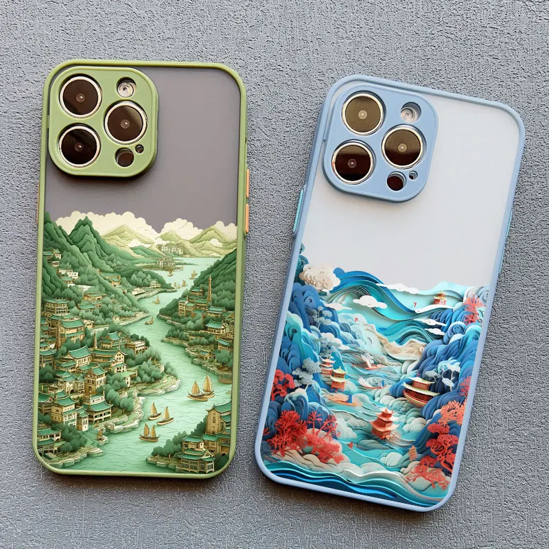 Phone Case For iPhone 13 12 Pro Max 11 15 Pro Max 14 7 8 Plus SE2 X XR XS Fashion Magnificent Mountains And Rivers Scenery Cover