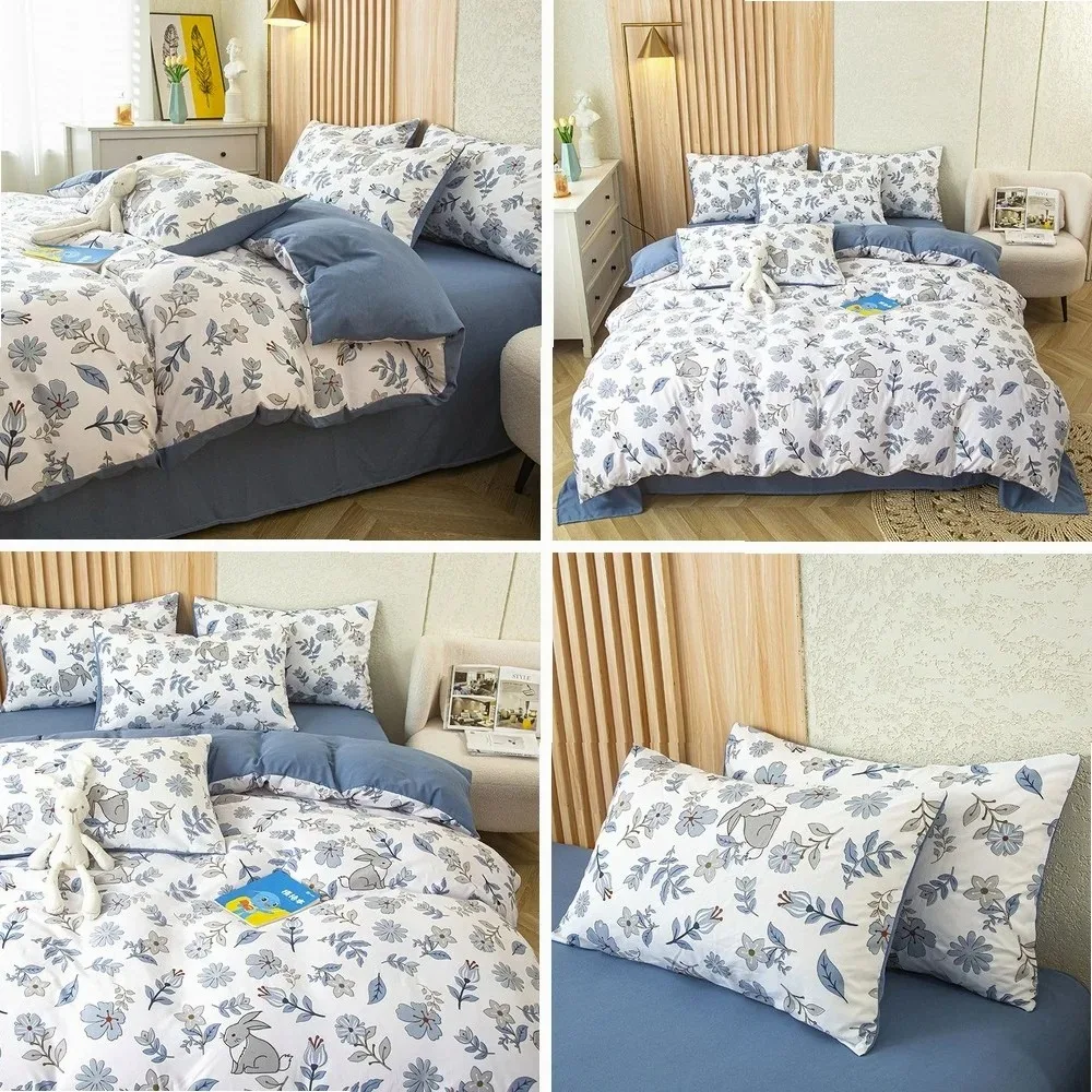1pc Flower Printed Duvet Cover Washed Cotton housse de couette 이불커버 Single/Queen/King funda nordica cama 90(without pillowcase)
