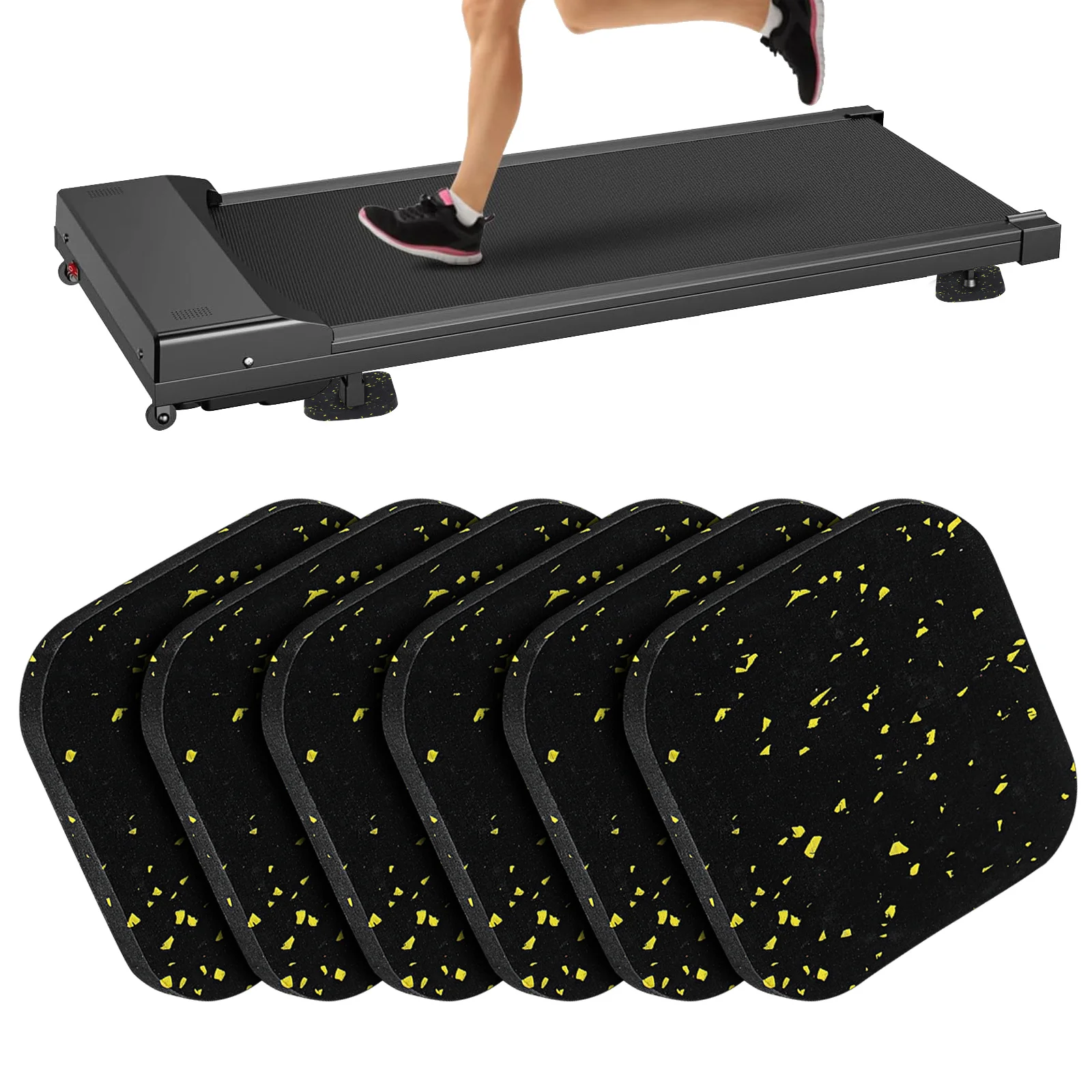 

6 PCS Fitness Mat Home Workout Equipment Exercise Noise Reduction Vibration Damping and Soundproofing Mats Rubber Gym for