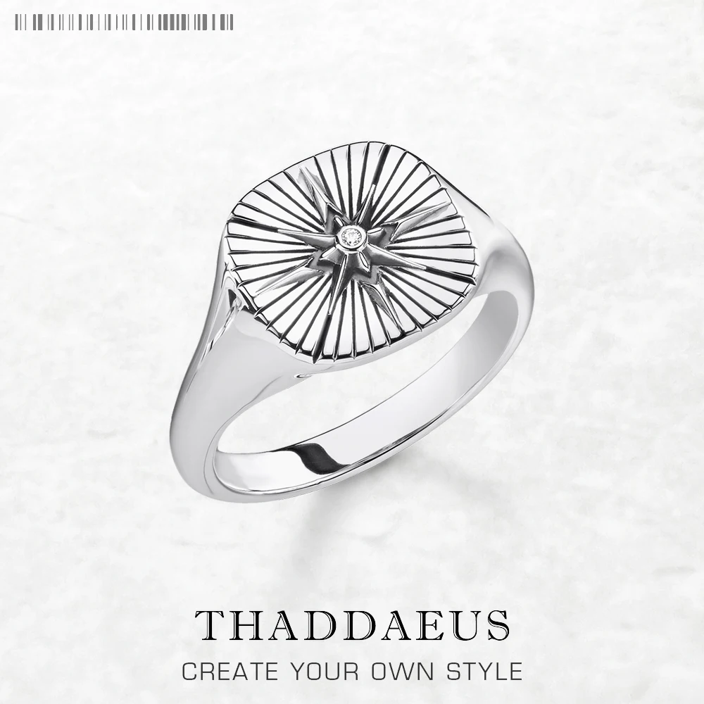 

Signet Ring Vintage Star Fine Jewerly For Women Men Summer Energetic Gift In 925 Sterling Silver