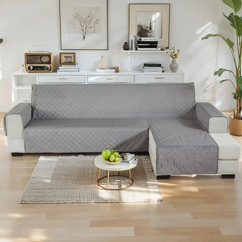Waterproof L Shape Sofa Cover Non-Slip Corner Couch Slipcover for Living Room Pet Dog Kids Furniture Protector Washable Sofa Mat