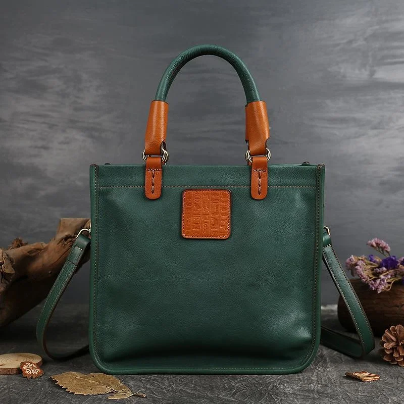 

Genuine Leather Luxury Vintage Handbag Women Bags Designer Nature Cowhide Casual Tote 2024 New High Quality Female Bag