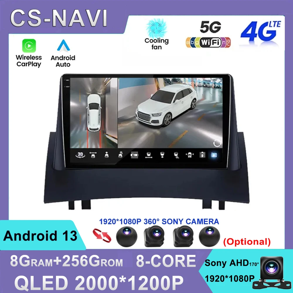 

Автомагнитола для Renault Megane 2 2002 2003 -2009, Android 13, мультимедийный видеоплеер, 2 Din, стерео, GPS-навигация, Carplay DSP