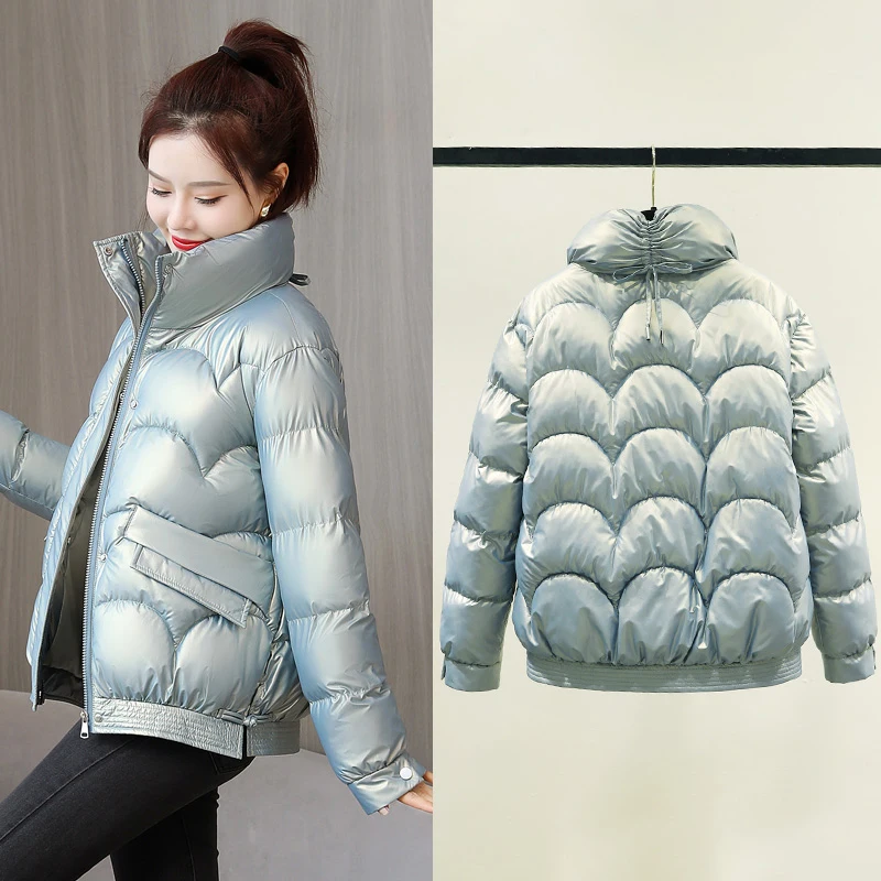 2024 Women's Bright Face Down Cotton Jacket Thickened Women's Student Coat Youth Winter short Down Cotton Jacket