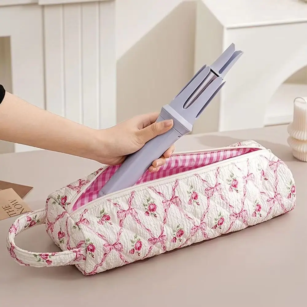 

Soft Hair Dryer Storage Bag Large Capacity Dustproof Curling Iron Carrying Case Quilting Cotton Portable Curler Storage Bag