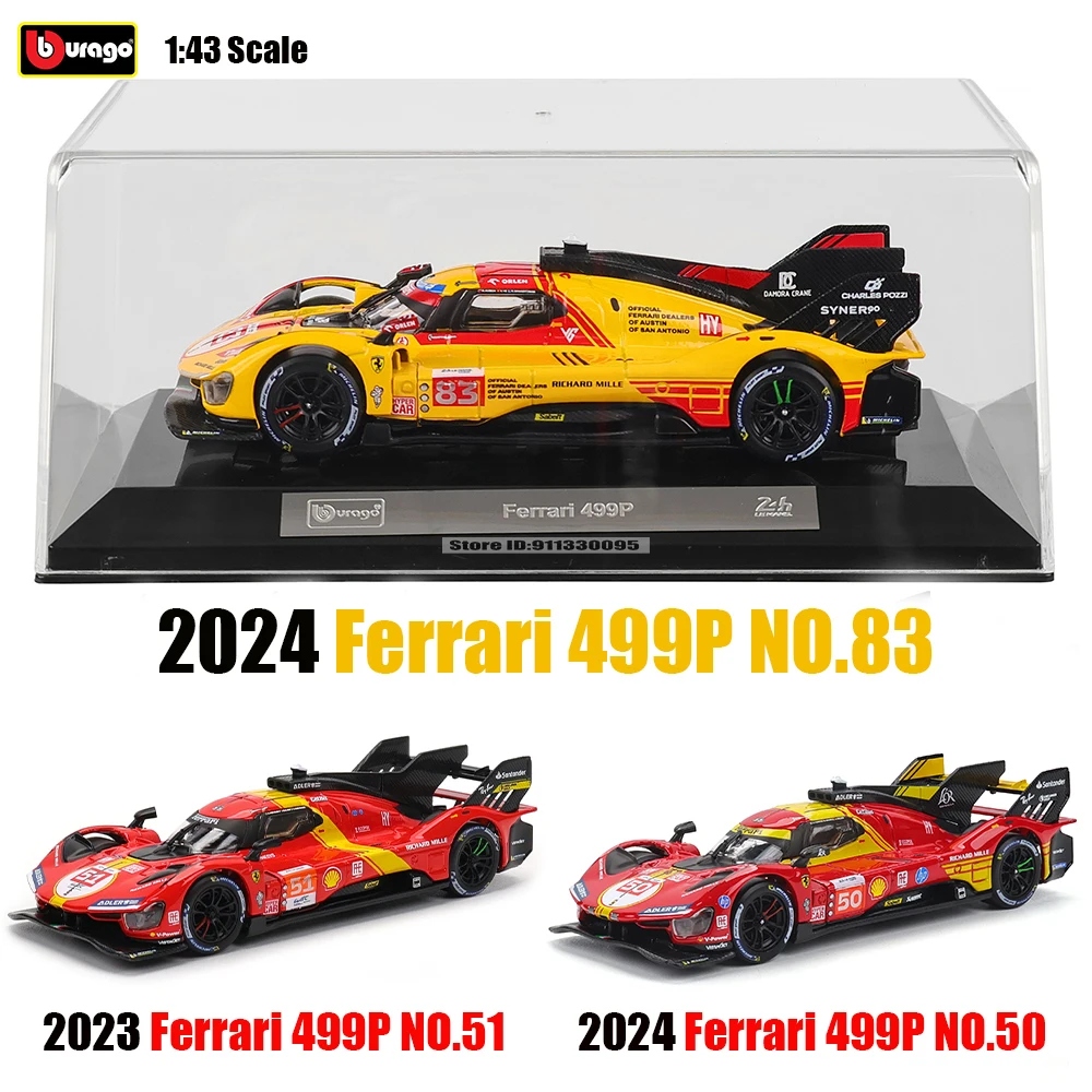 Bburago 1:43 Le Mans Ferrari 499P 2024 488 250 512 véhicule de luxe en alliage moulé sous pression voitures de traction modèle jouet Collection cadeau