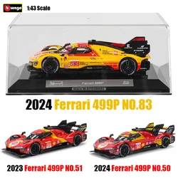 Bburago 1:43 Le Mans Ferrari 499P 2024 488 250 512 Alloy Luxury Vehicle Diecast Pull Back Cars Model Toy Collection Gift