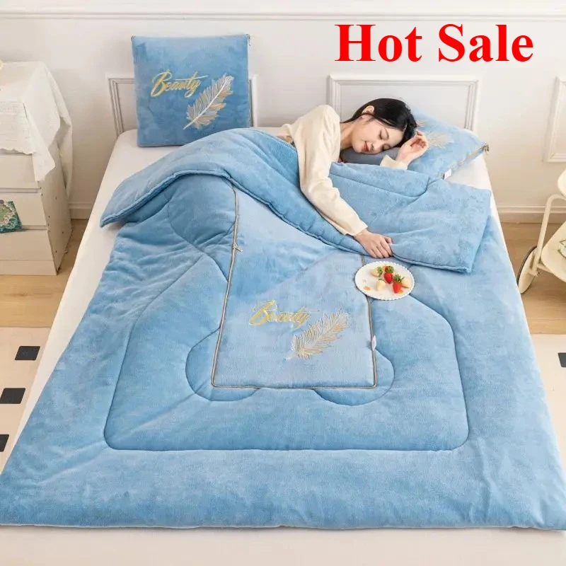 

2025 winter throw pillow quilt dual-purpose thickened two-in-one folding car pillow quilt office nap blanket