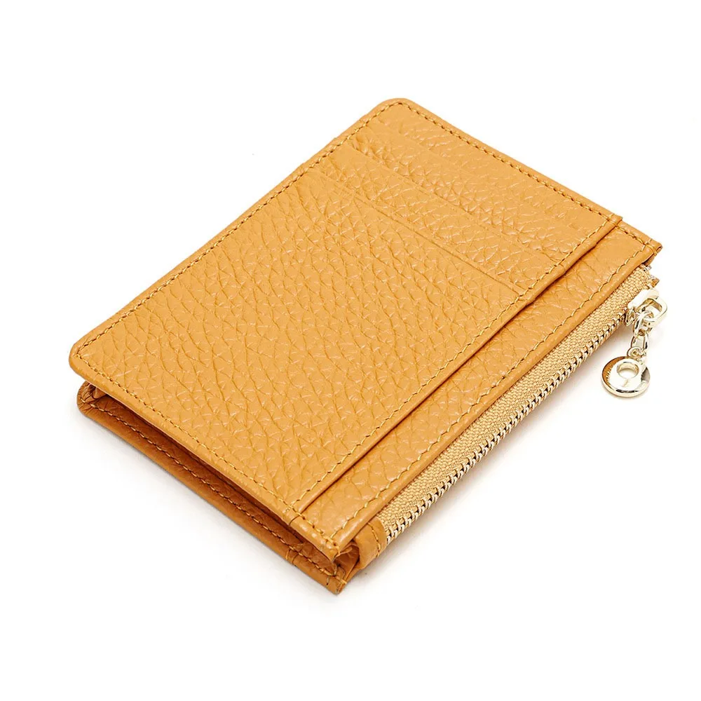 Solid Color Large Capacity Cowboy Short Wallet Multi-function Simple Genuine Leather Purse Luxury Coin Pocket Purse Men Women