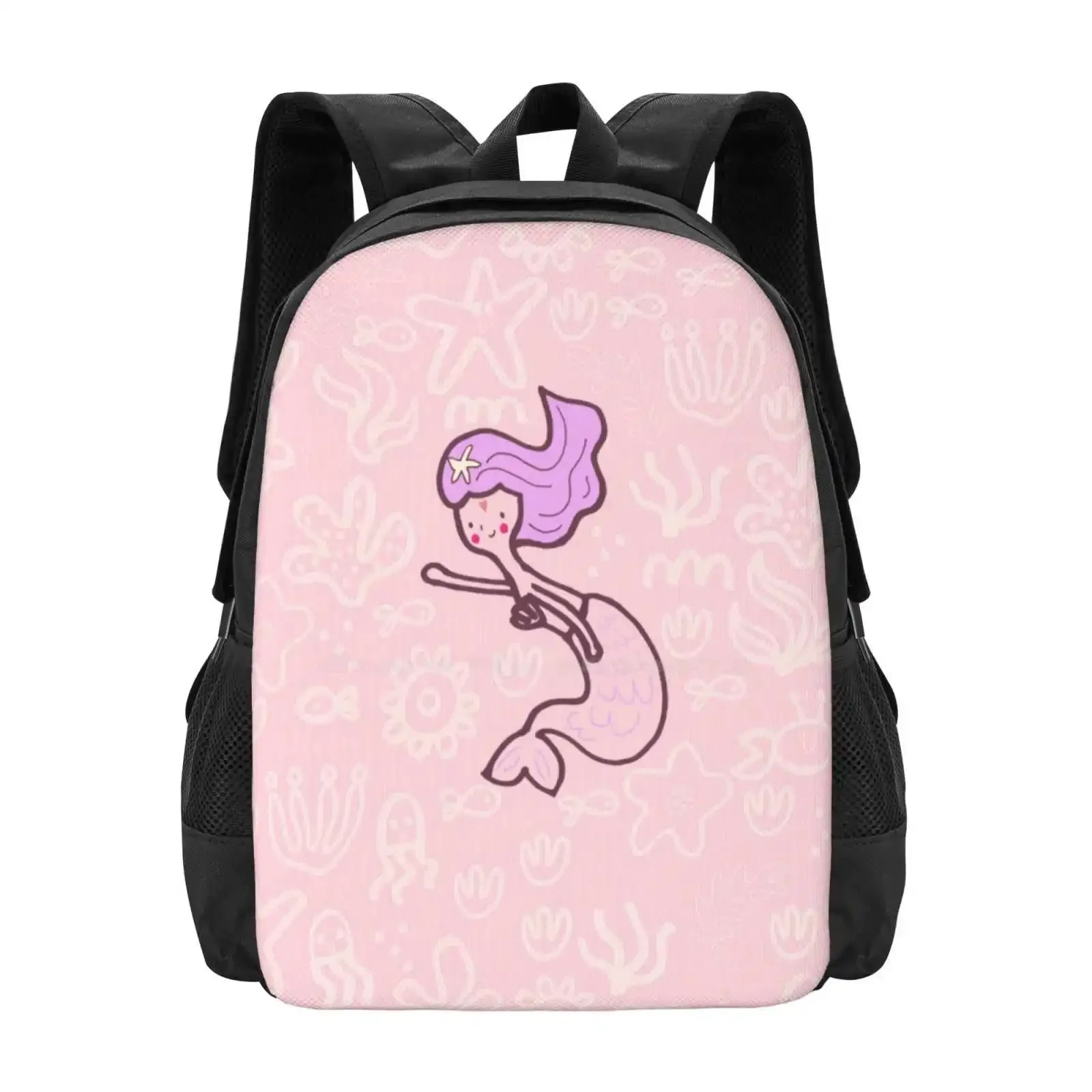 

Lylas Lagoon Pink Hot Sale Schoolbag Backpack Fashion Bags Mermaid Ocean Pattern Doodle Starfish Coral Kids Purple Lilac Crab