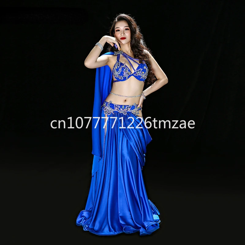 Red Belly Show Costume Handmade Long Sleeve Sleeve Red Luxury Women Oriental Dance Performance Costume