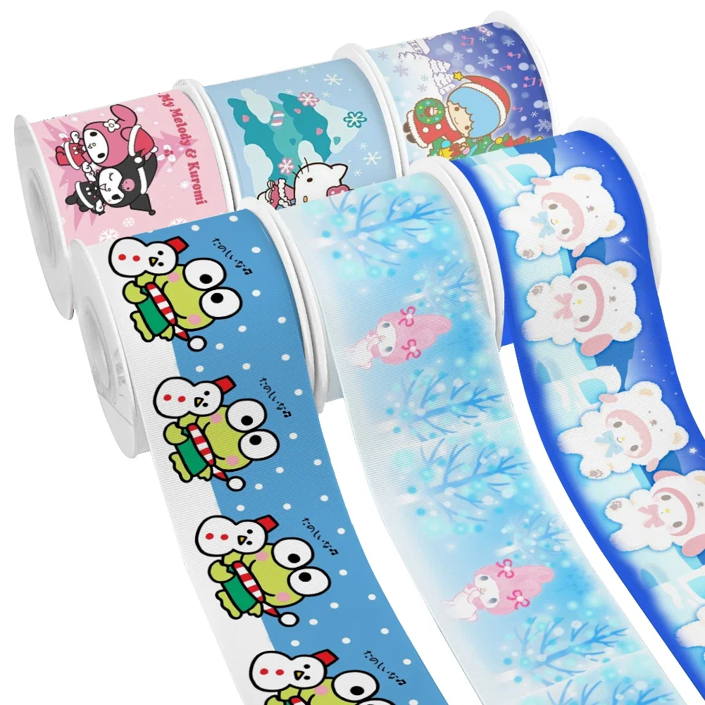 10 Yards Mini Sanrio Christmas Ribbon Grosgrain Satin Ribbon For Hairbows Decoration Materials Party Ornaments Charms