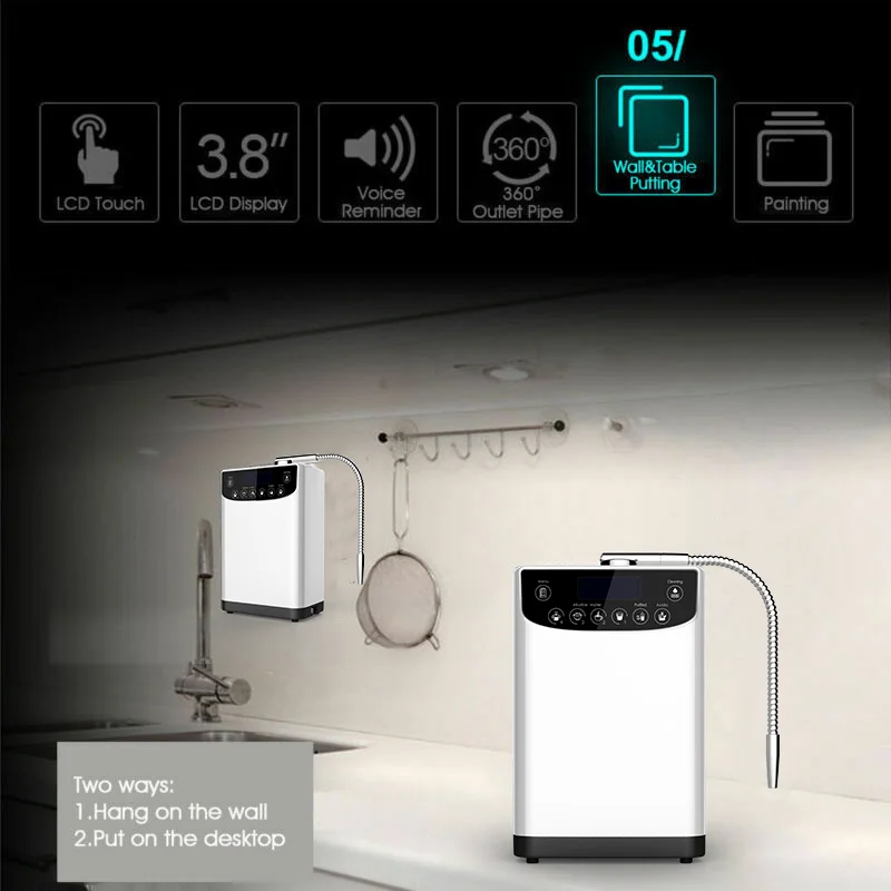 708 ионизатор щелочной воды, очиститель, машина PH4.5-10,5, фильтр для щелочной кислоты, генератор воды с богатым водородом, светодиодный орп-500