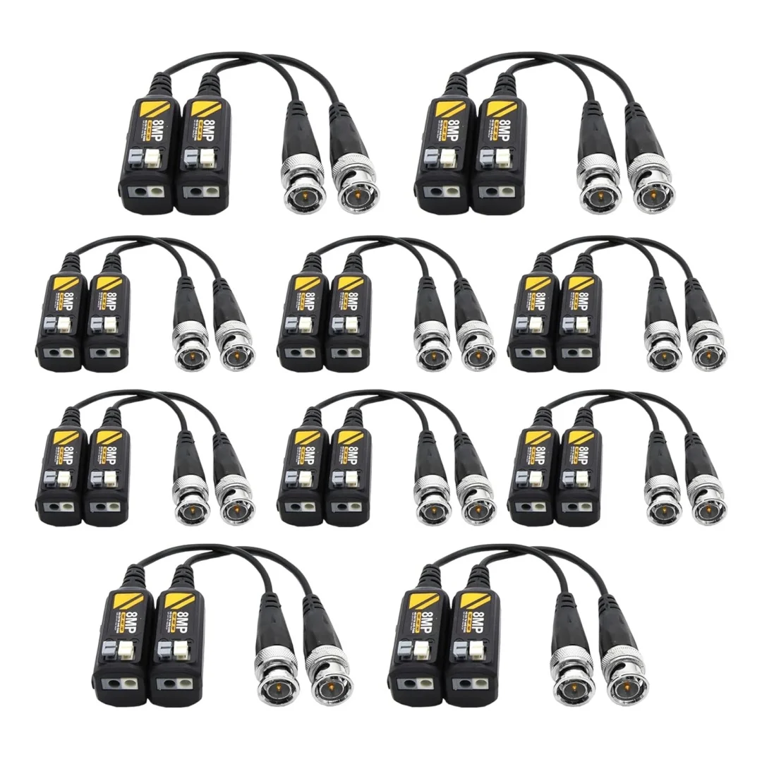 CCTV Video Balun Connectors Passive AHD/TVI/CVI/CVBS Signal Transceivers Compatible with 8MP/5MP/4MP/3MP/720P/960P/1080P