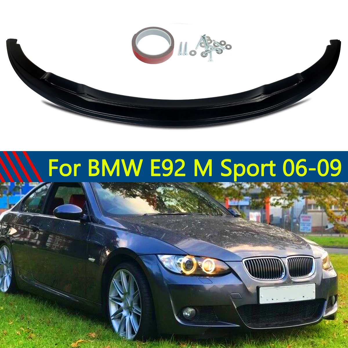 Paraurti anteriore Splitter Nero lucido Per BMW Pre-LCI E92 E93 325Ci 328i 328xi 330Ci 335i 335xi 335i xDrive 328i xDrive 2005-2008