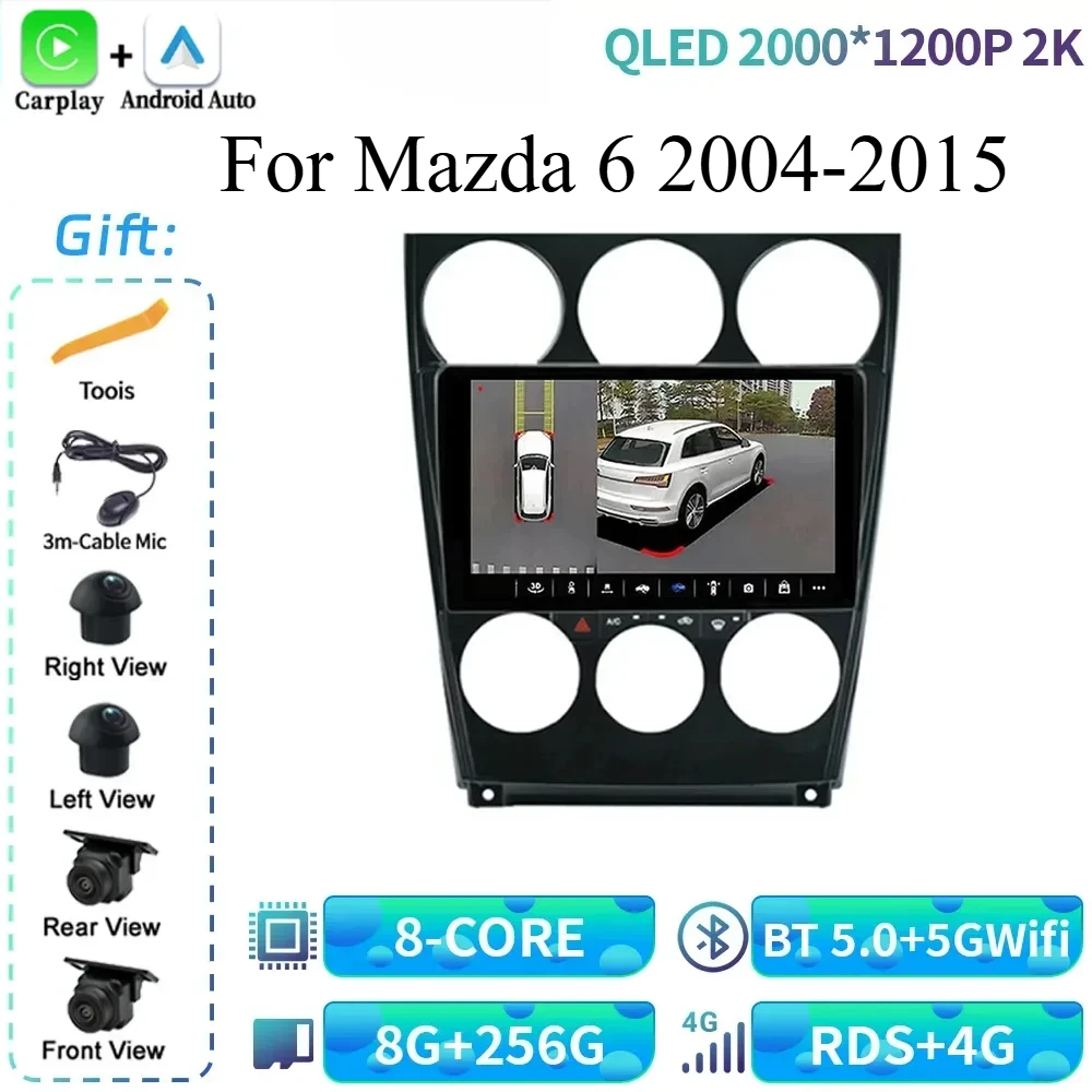 

For Mazda 6 2004-2015 Car Radio Multimedia Wireless Carplay Android Multimedia Navigation 4G GPS Stereo Touch Screen Android 14