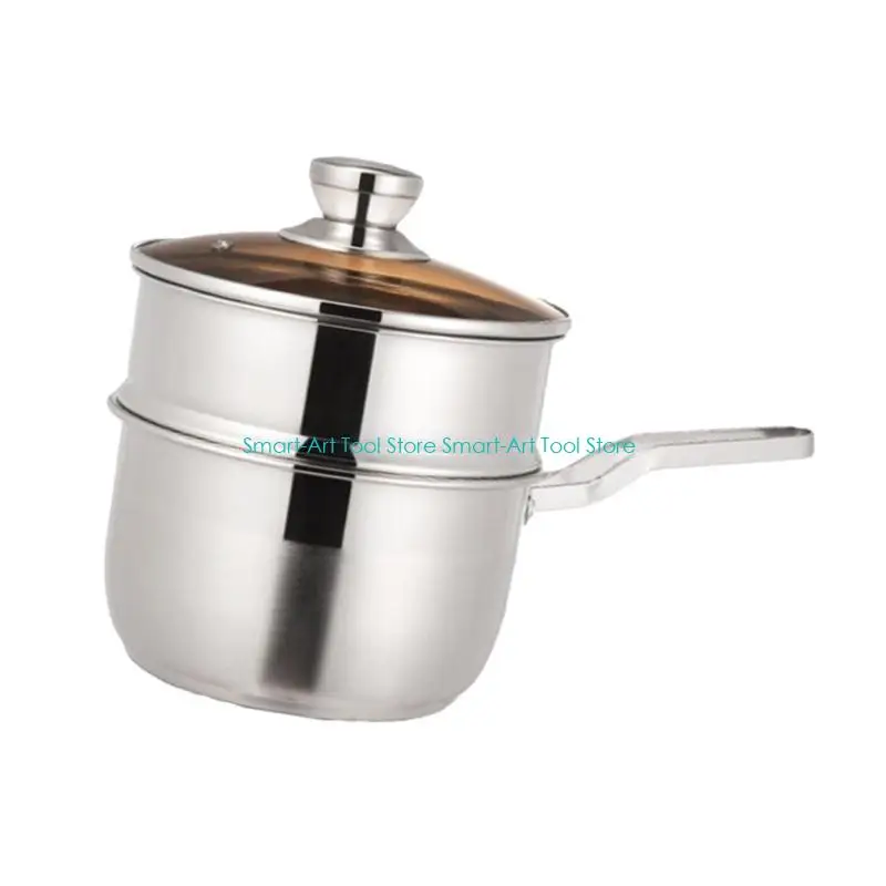 E1PB Cooking Pot 2 Layer Steamer With Transparent Lid Kitchen Cookware with Handle