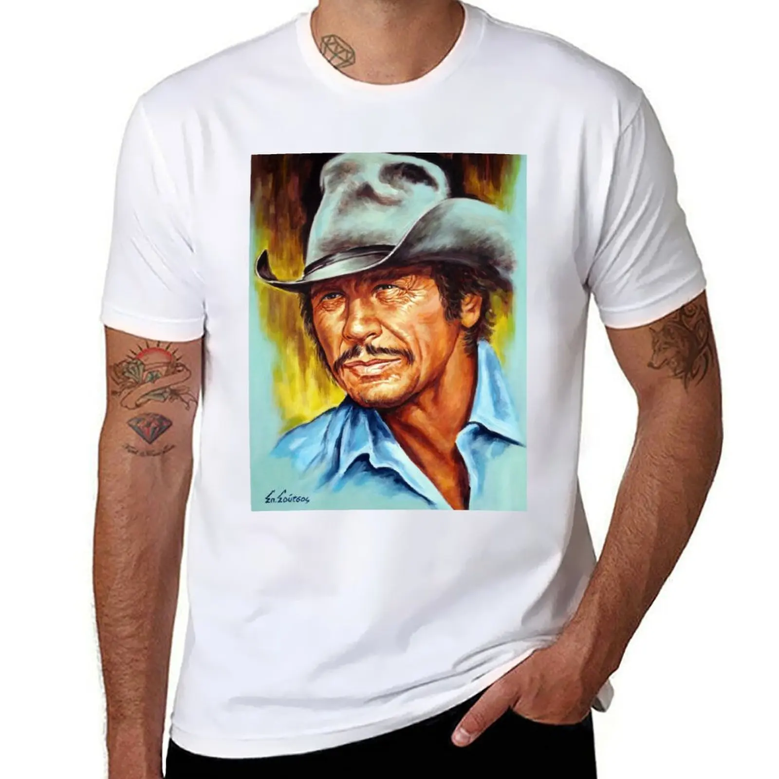 

Charles Bronson portrait painting T-Shirt Sun Protective Outdoor Tee Top