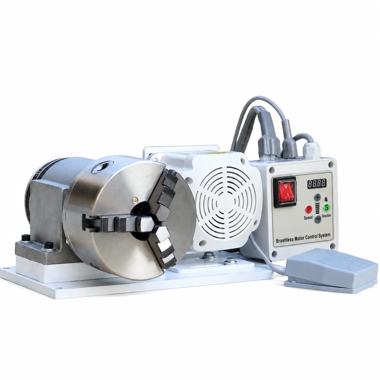 Adjustable Speed Brushless 3-Jaw Chuck Power Head Assembly for Wood Lathe Polishing