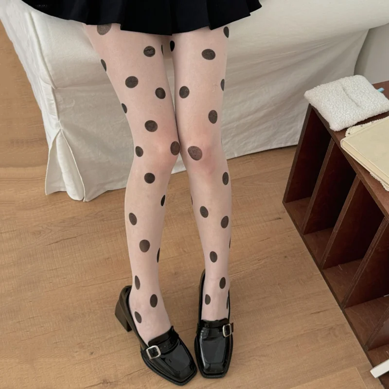 جوارب طويلة نسائية رفيعة ومثيرة جوارب الفخذ العليا جوارب نسائية ضيقة JK بيضاء رفيعة للغاية مطبوعة جوارب طويلة منقطة الجوارب النسائية #5