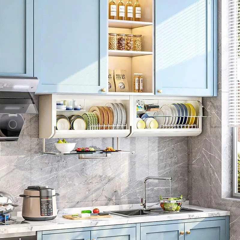 

Kitchen Cupboard Shelf Dish Storage Box Wall Mounted Cabinet Bottom Bowl Rack