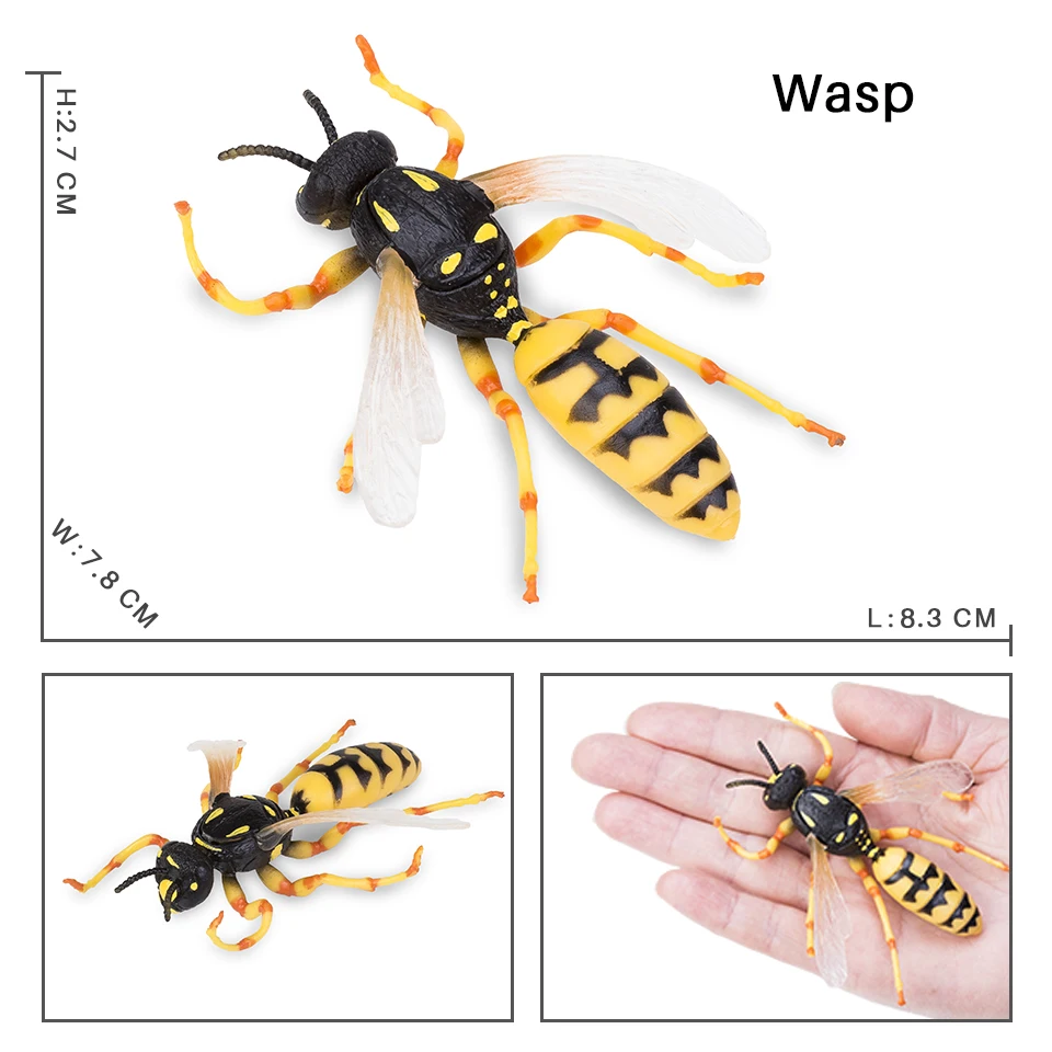 Simulation Bee Wasp Hornet Wild Insect Animals Model Action Figures Miniature Education Collection Kid Toys