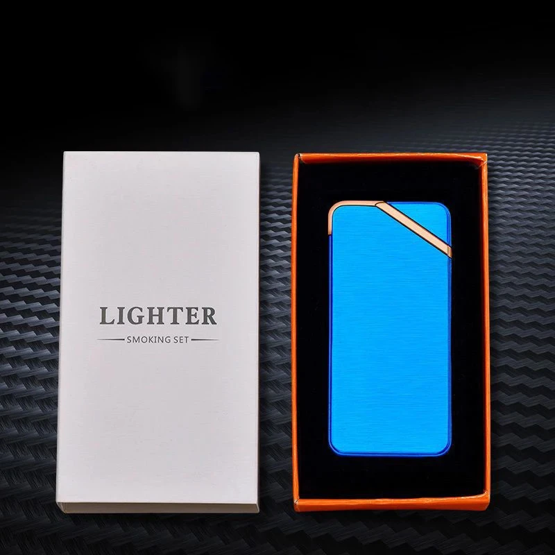 Encendedor de Metal portátil a prueba de viento para hombres, encendedor eléctrico de doble arco, sin llama, Plasma, USB, detección táctil inusual,