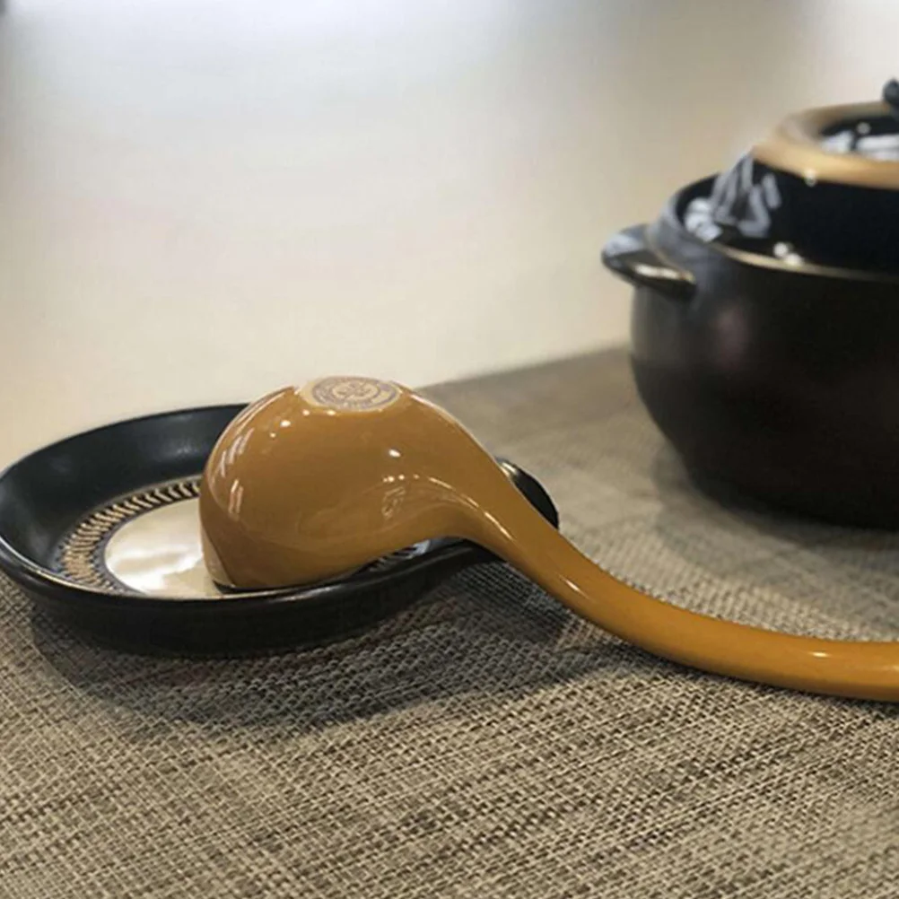 

1Pcs Ceramic Spoon Holder Wide Plate Utensil Rest Suitable for Home Restaurant Hotel Hotpot Spoon Rest