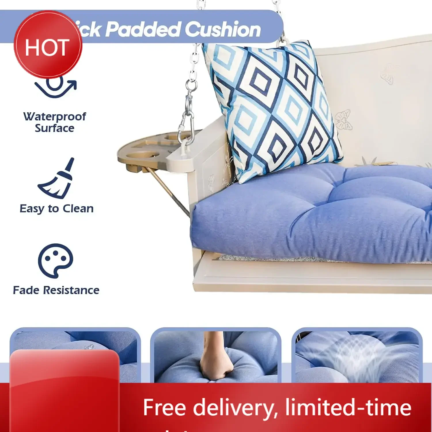 

Трехместные металлические садовые качели с усиленной конструкцией, выдерживающие до 408 кг, с улучшенным подносом и подушками, с защитой от ржавчины