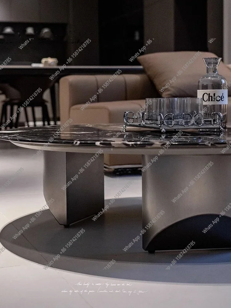 XS Floating Black Rose Marble Coffee Table, Italian Luxury Stone Round Table, Heat & Scratch Resistant, Master Design, Customiza
