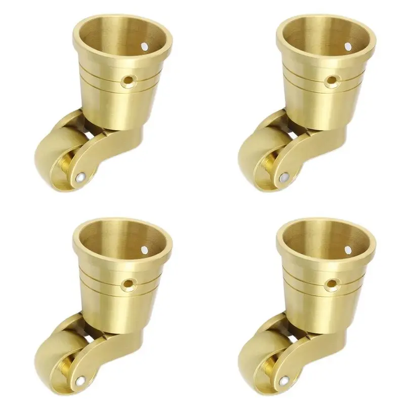 

New 4PCS 1'' Pure Brass Casters Wheels Table Chair Sofa Bar Couch Universal Furniture Castors 360° Swivel Furniture Rollers
